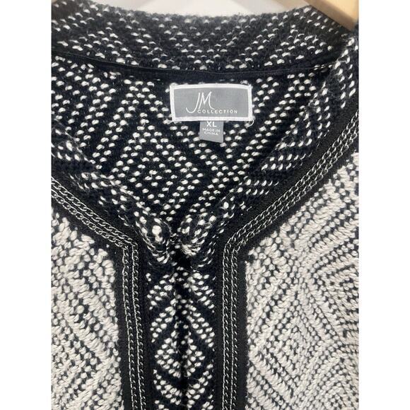 JM Collection‎ Women Cardigan Sweater Size X-Large White Black Accent Trim Open - Picture 3 of 11